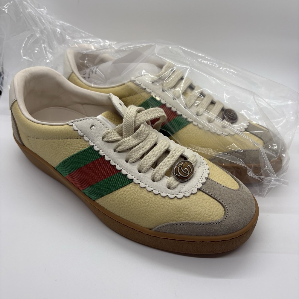 Gucci G74 Leather Casual Sneakers Green Red Stripe Women's Size US 5 EU 35.5